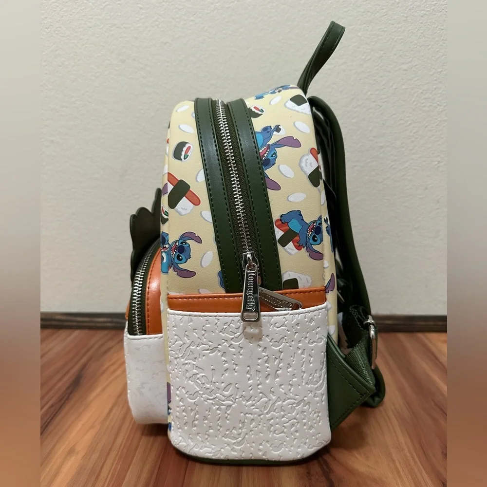 Loungefly Blue Stitch Sushi Mini Backpack - Cream, Blue, Orange, White, Green